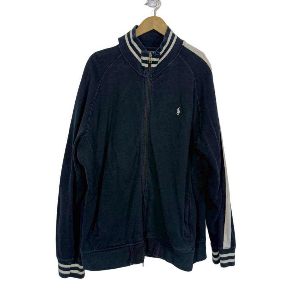 POLO Ralph Lauren Knit Sweater Jacket Men XXL Navy Varsity Full-Zip Vintage - Picture 2 of 11